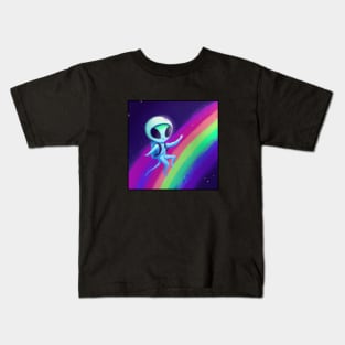 Rainbow Space Alien Kids T-Shirt